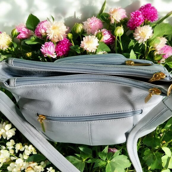 Stone Mountain Blue Leather Purse Shoulder Bag 12238 - Picture 6 of 9